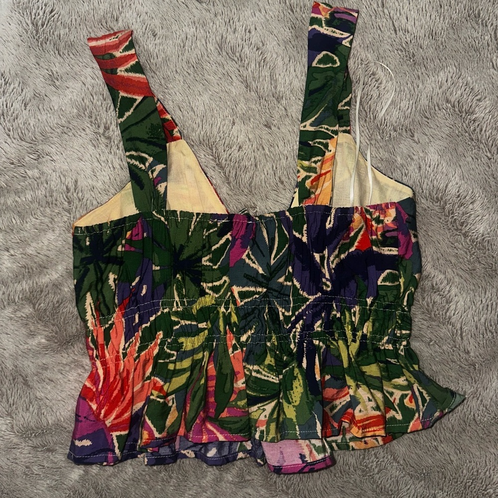 Floral Multicolor Ruched Tank Top - Picture 5 of 5
